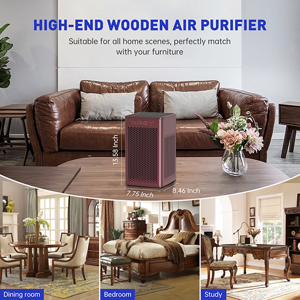 Large Room Wooden Air Purifier With Filter (Mahogany Finish) XR500-M
