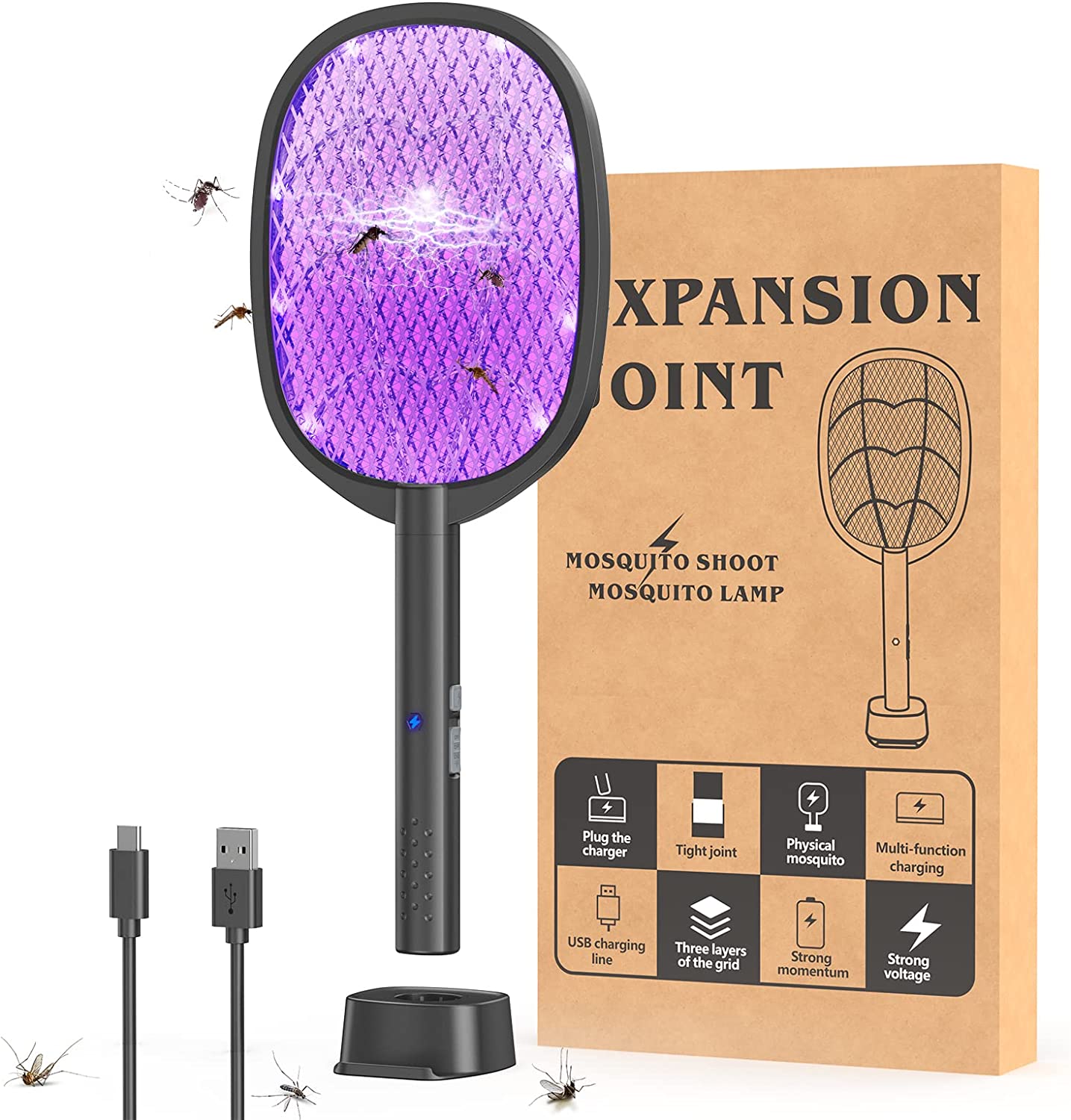 Electric Fly Swatter Racket & Mosquito Zapper