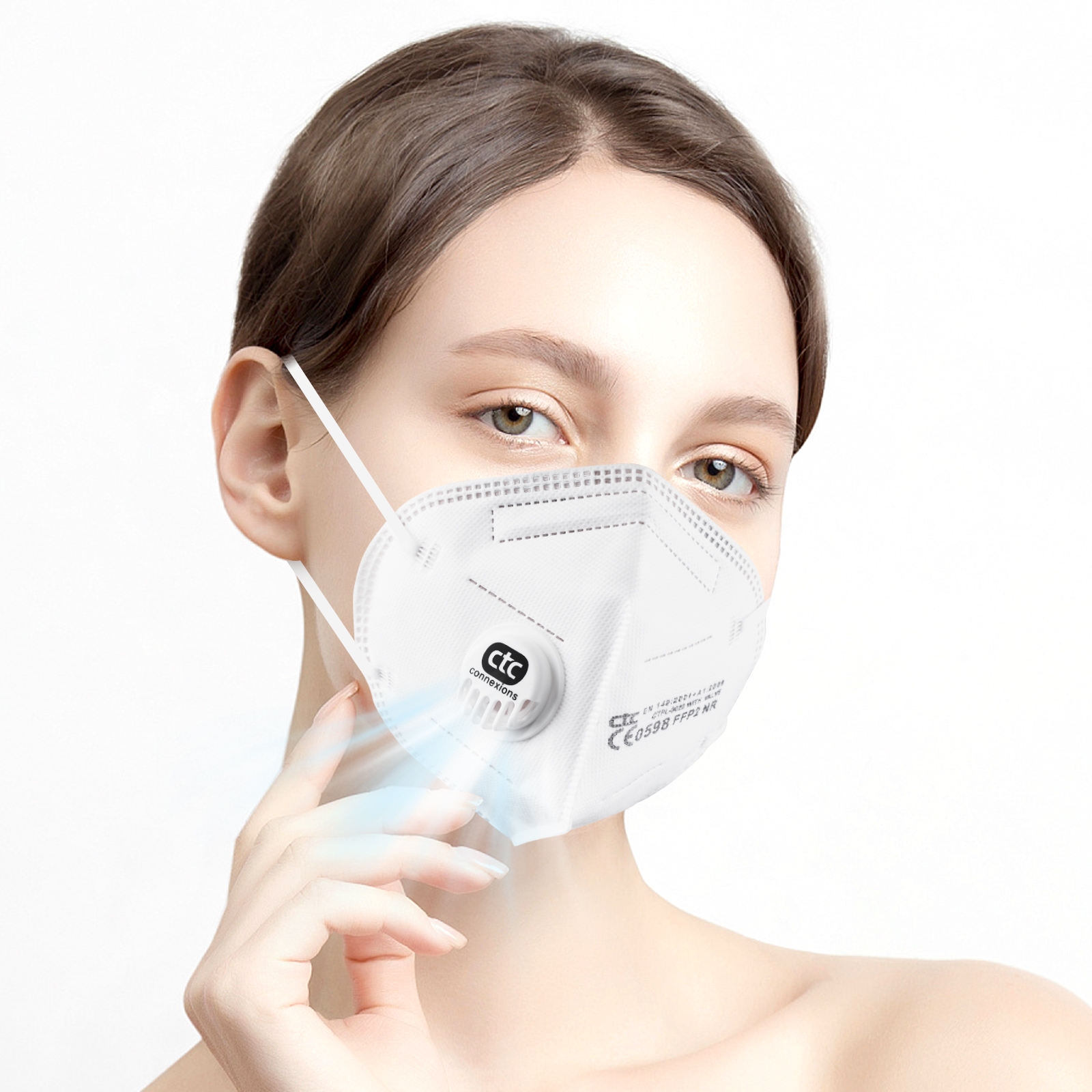 White 5 Layers FFP2 Disposable Face Mask with Valve White 5 Layers FFP2 Disposable Face Mask with Valve