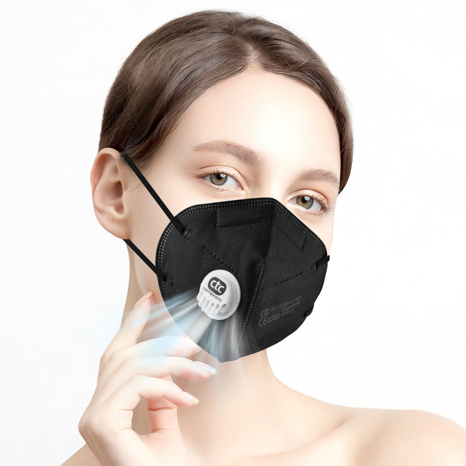 Black FFP2 Face Mask With Breathing Valve Black FFP2 Face Mask With Breathing Valve