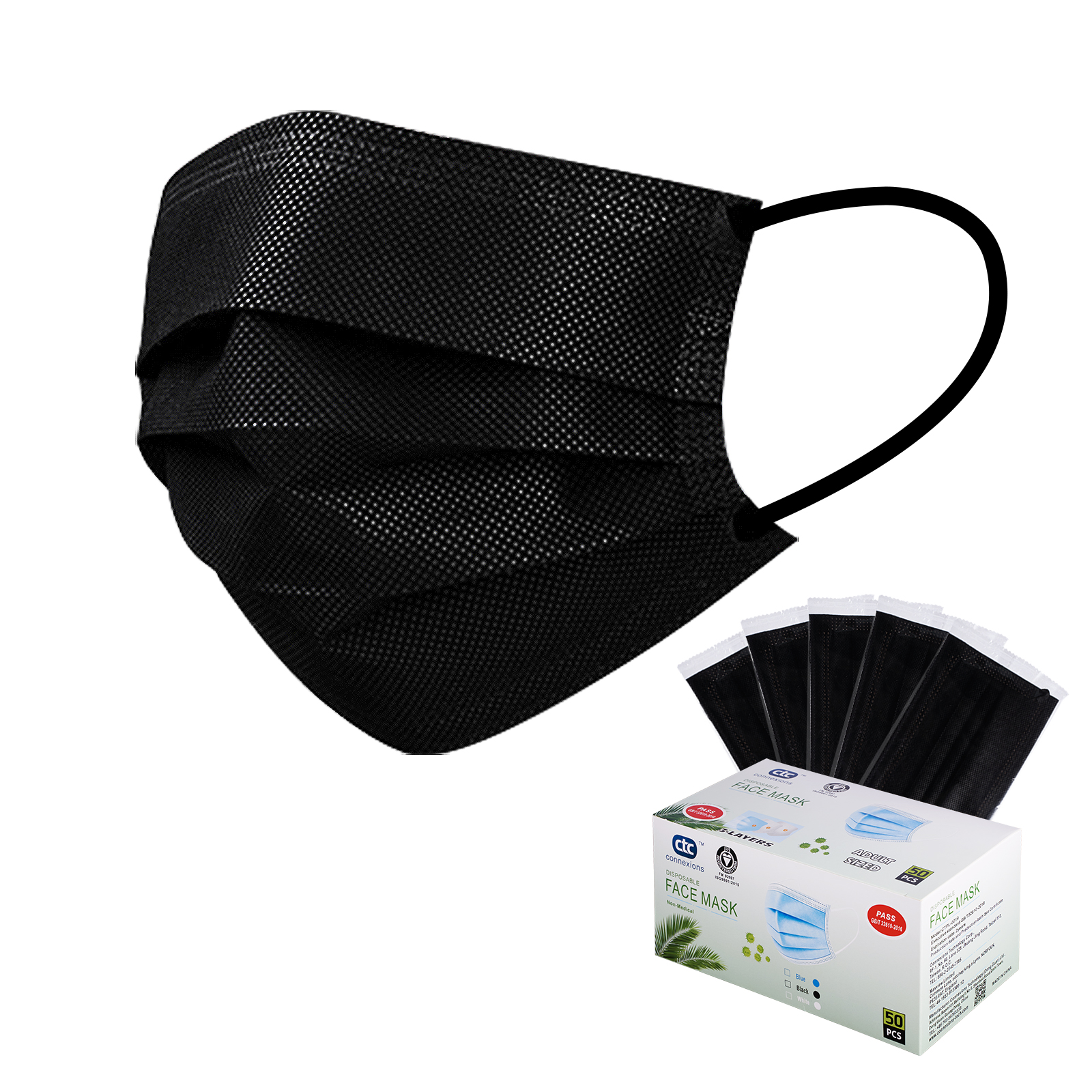 3ply Black Disposable Face Mask