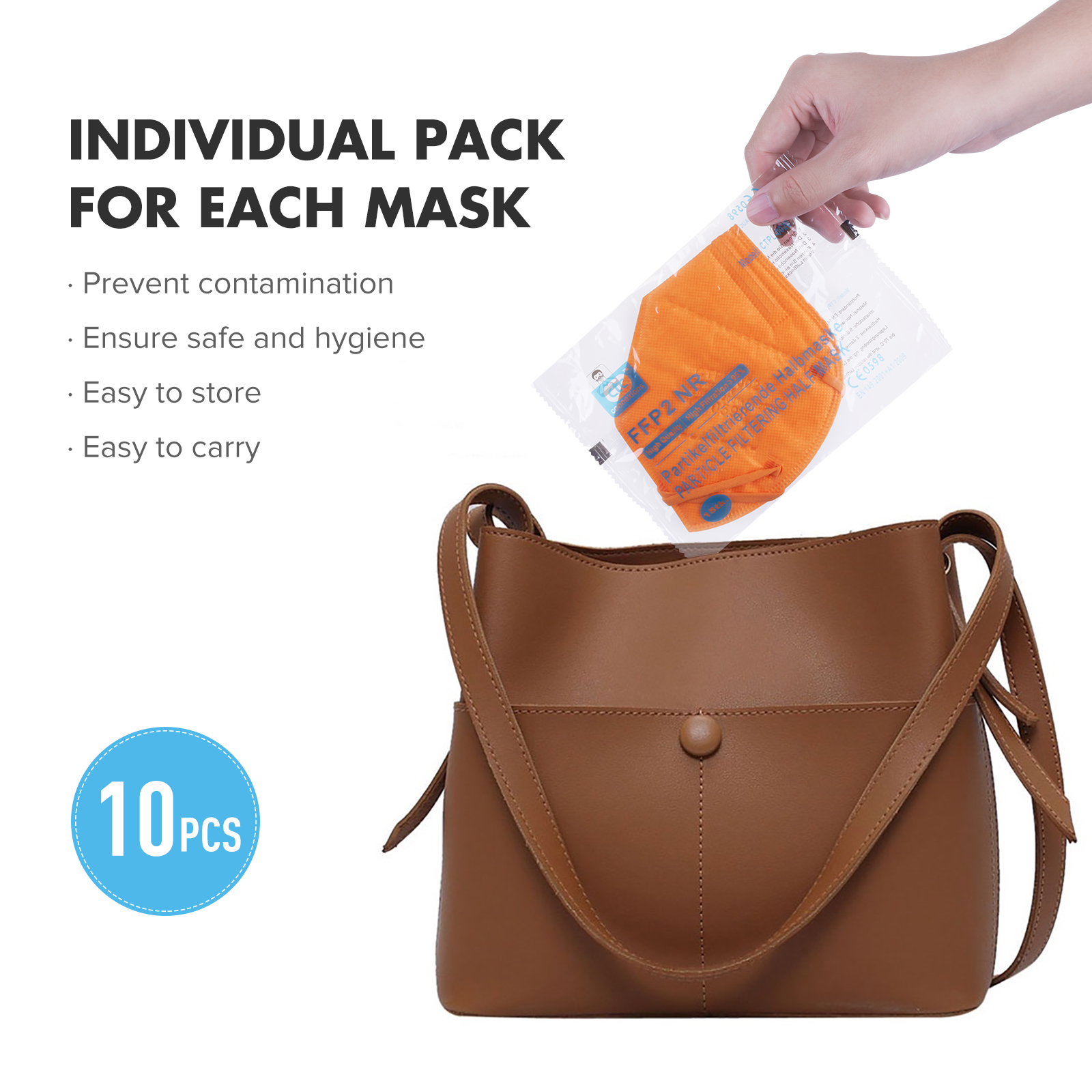 3D FFP2 Disposable Orange Face Mask