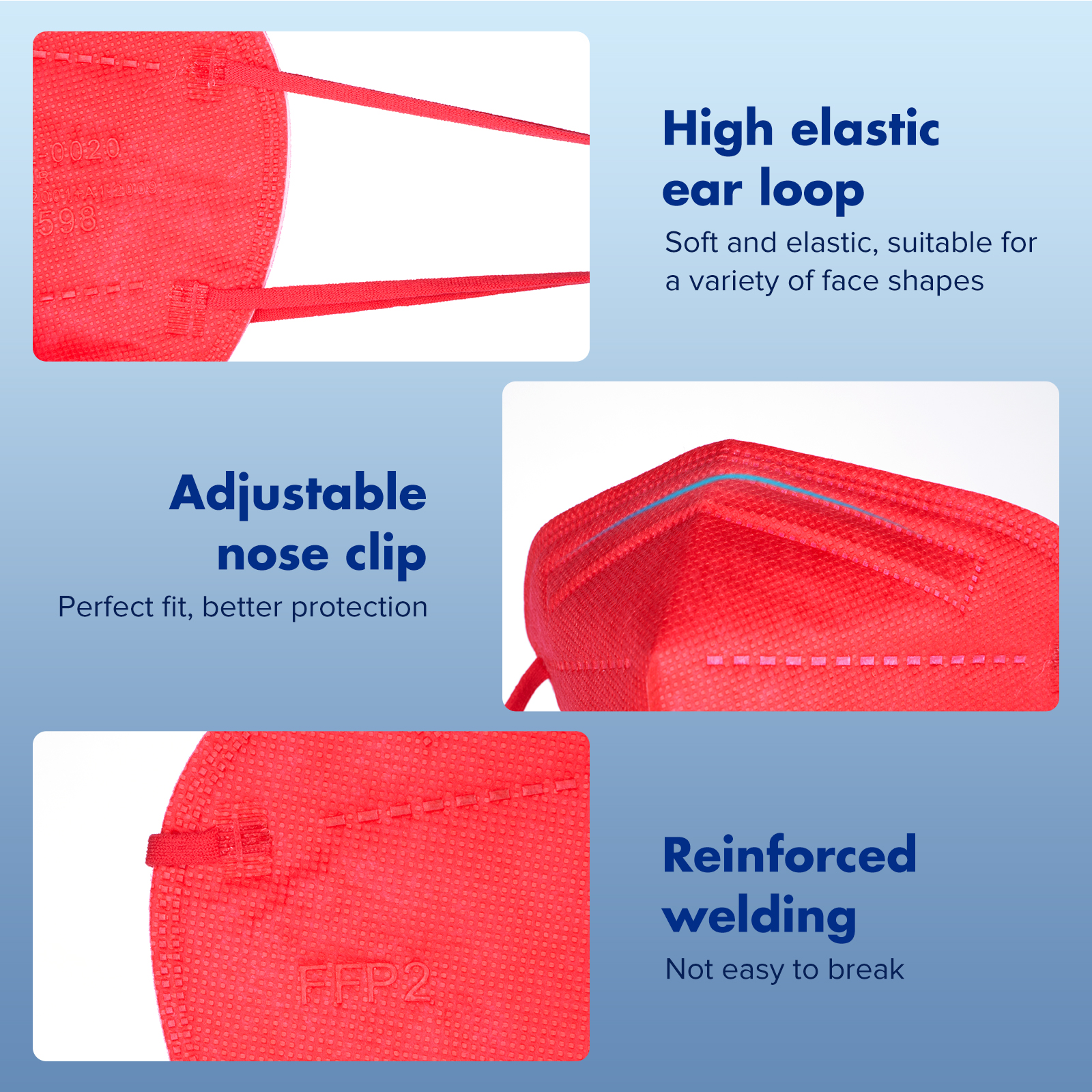 FFP2 Disposable Red Protective Face Mask