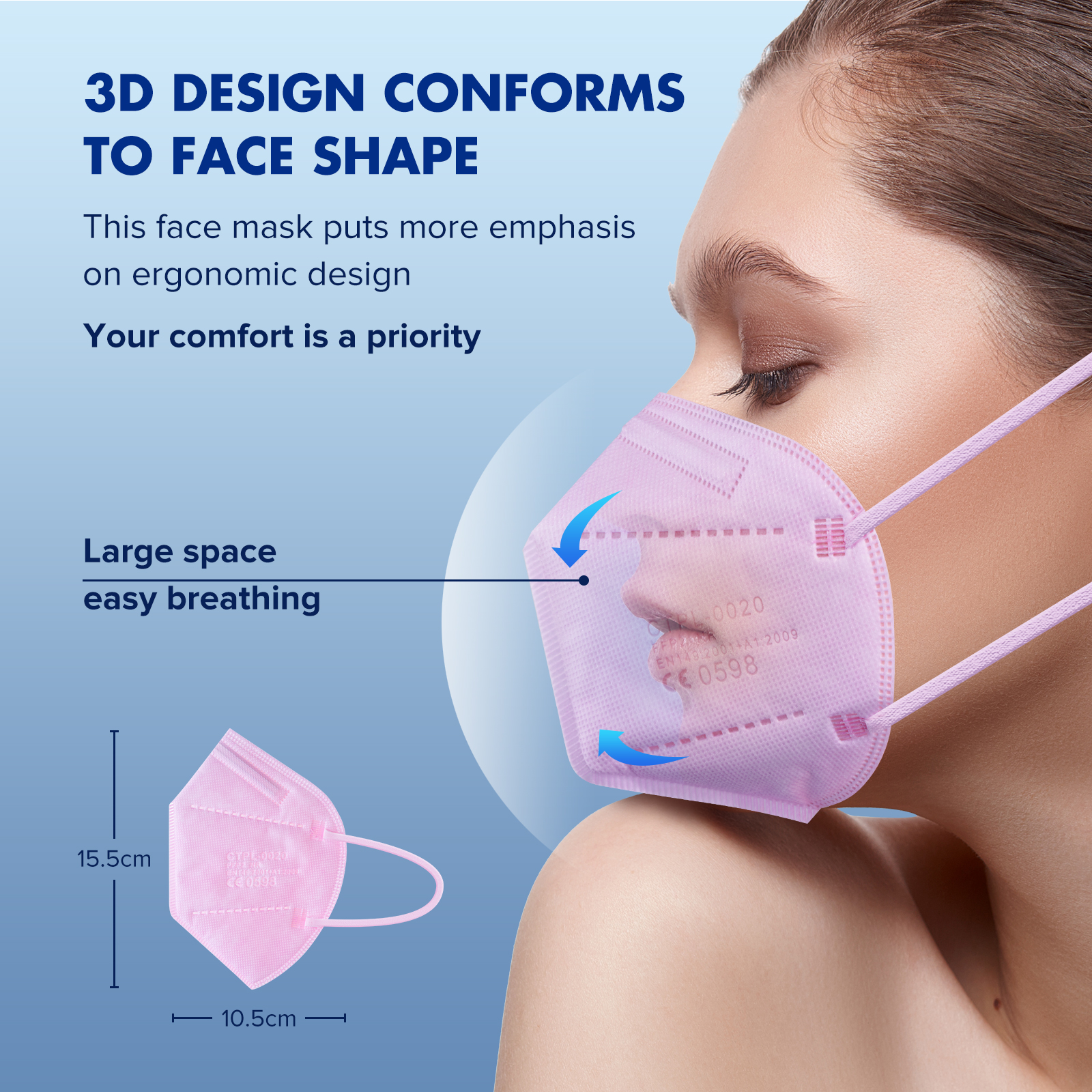 FFP2 Pink Disposable Protective Face Mask